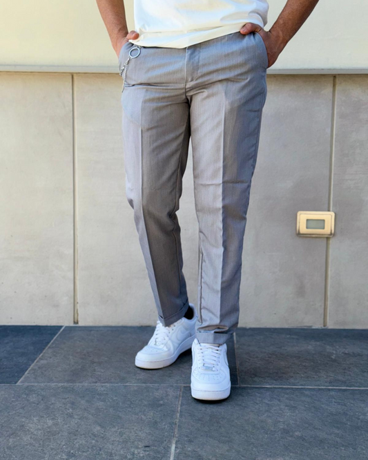 Pantalone Sartoriale Grigio con Catena
